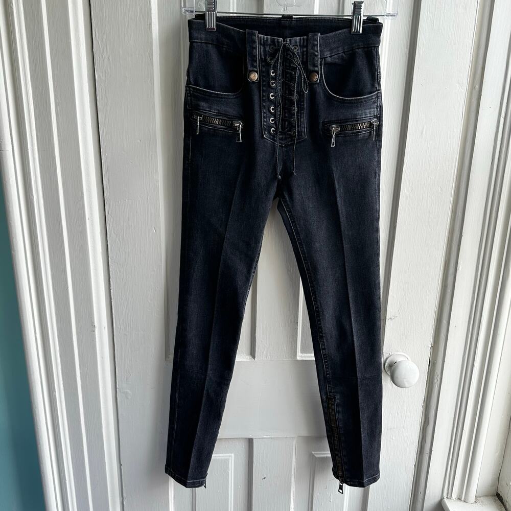 Ben Taverniti Unravel Project Lace Up Jeans Black - Gem